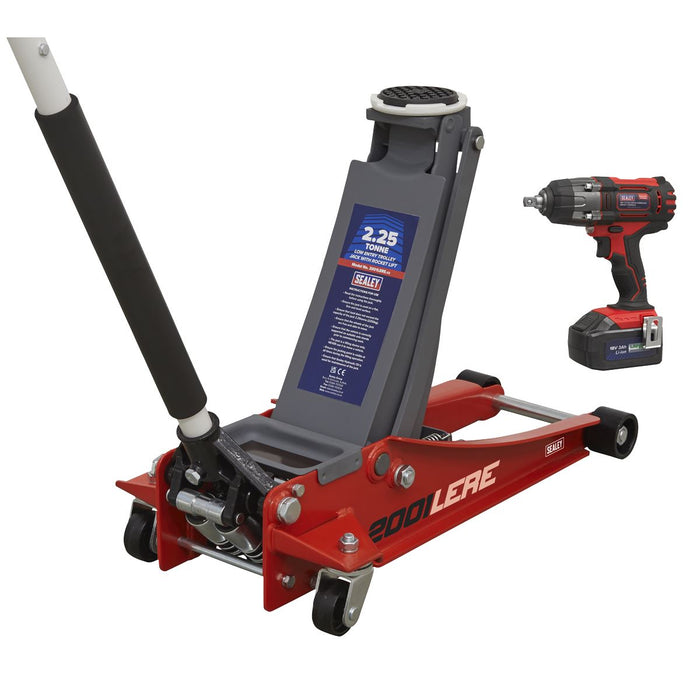 Sealey 2.2 Tonne Trolley Jack & 18V Cordless Impact Wrench - Red 2001LERECOMBO Sealey  - Dynamic Drive