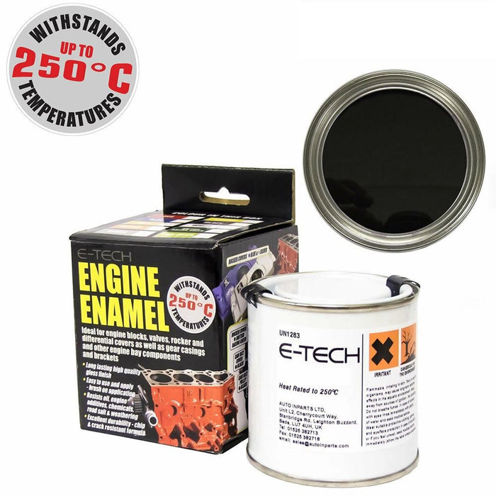 E-Tech Black Engine Enamel Paint 250ml Heat Resistant High Temp E-Tech  - Dynamic Drive