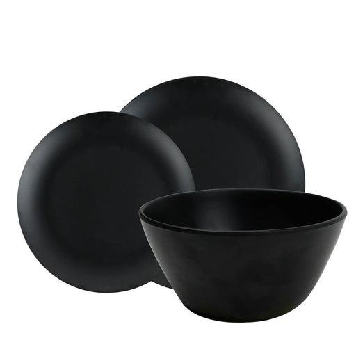 Premium 12-Piece Melamine Set Black Shale Durable Tableware Camping/Pinic/Caravn Leisurewize  - Dynamic Drive