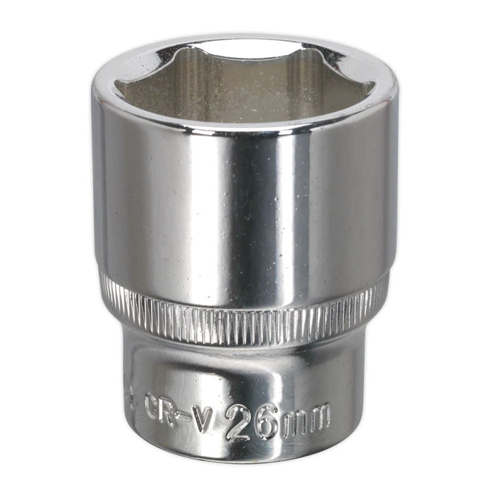 Sealey WallDrive Socket 26mm 1/2"Sq Drive Fully Polished SP1226