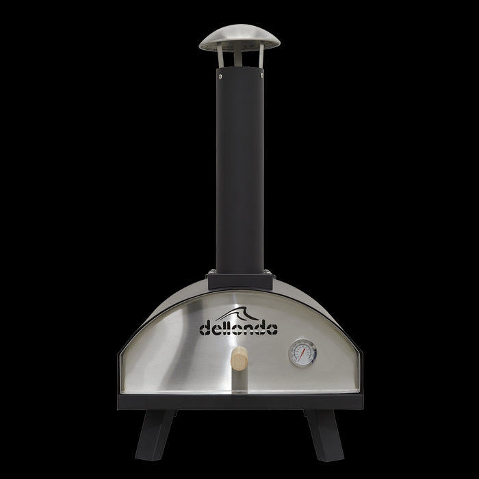 Dellonda Portable Wood-Fired 14" Pizza Oven and Smoking Oven Black/Stainless Steel Dellonda  - Dynamic Drive