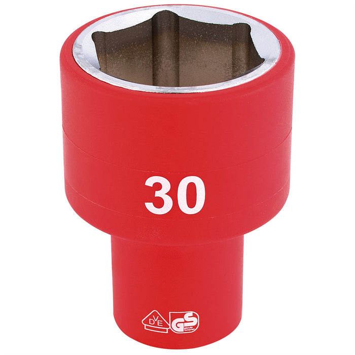 Draper Fully Insulated VDE Socket, 1/2" Sq. Dr., 30mm 32000