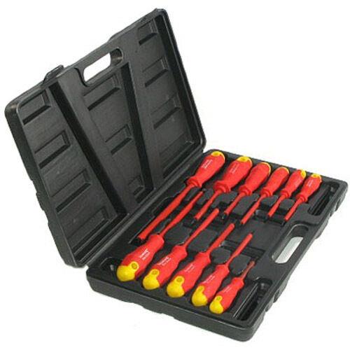 Silverline Screwdriver Set Slotted Phillips Electrician Insulated Soft Grip 11pc