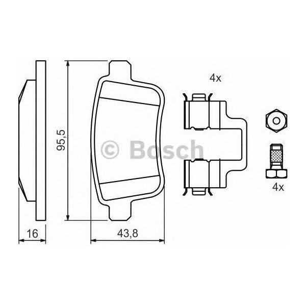 Bosch Brake Pad Set Bp1221 fits Mercedes-Benz Citan 109D CDi|CDi BlueEFFICIENCY