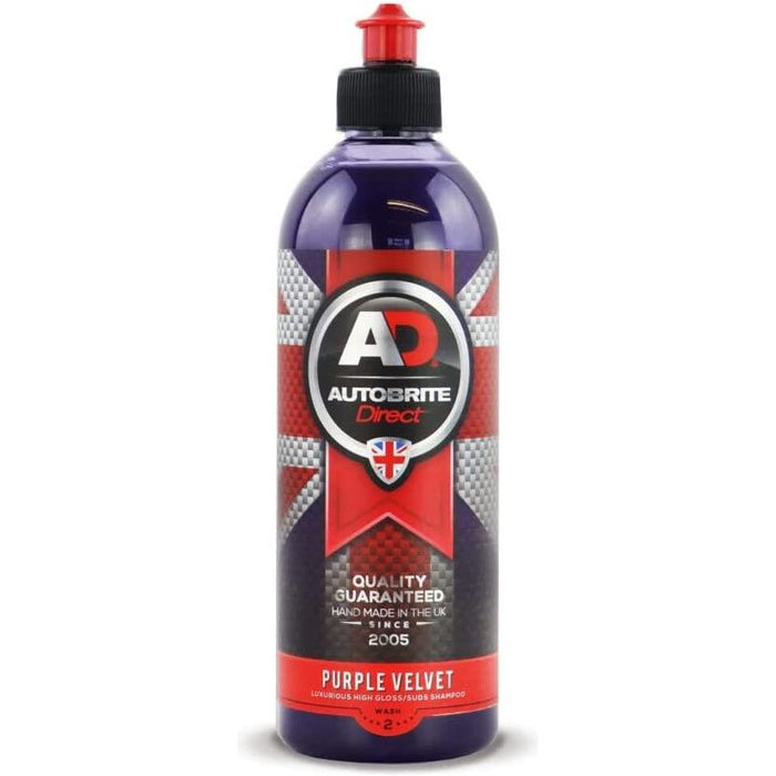 2x AUTOBRITE DIRECT Purple Velvet  Luxurious High Gloss Suds Shampoo 500ml