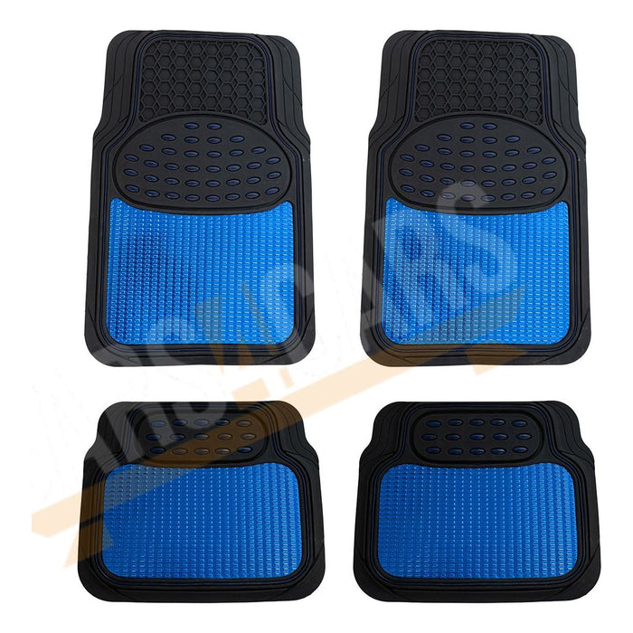 Shiney Blue Metallic Checker Style Car Heavy Duty Black Rubber Set of 4 Mats Set Streetwize  - Dynamic Drive