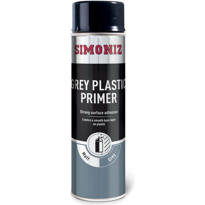 4x Simoniz Grey Plastic Smooth Primer Car Paint Spray Anti Rust Aerosol 500ml