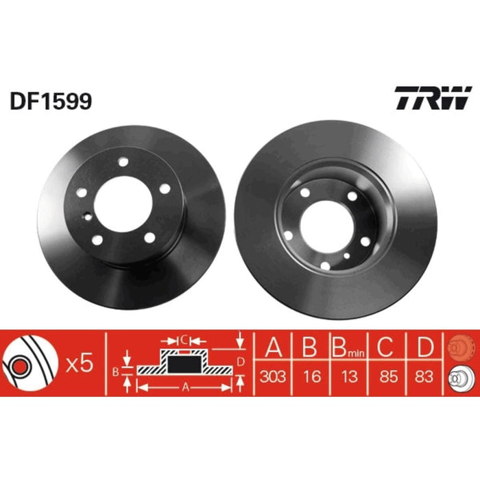 Genuine TRW Brake Disc (Pair) DF1599