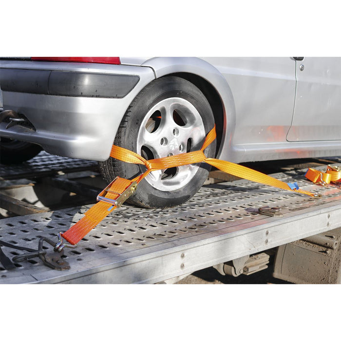 Sealey Car Transporter Ratchet Tie Down 50mm x 3m Alloy Wheel Single 5000kg Brea