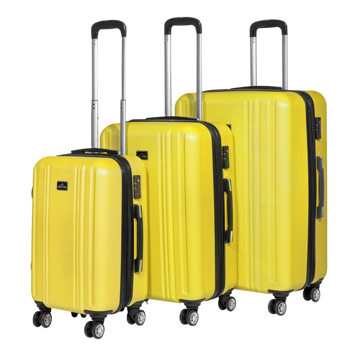 Dellonda 3-Piece Lightweight ABS Luggage Set with TSA Lock - Yellow