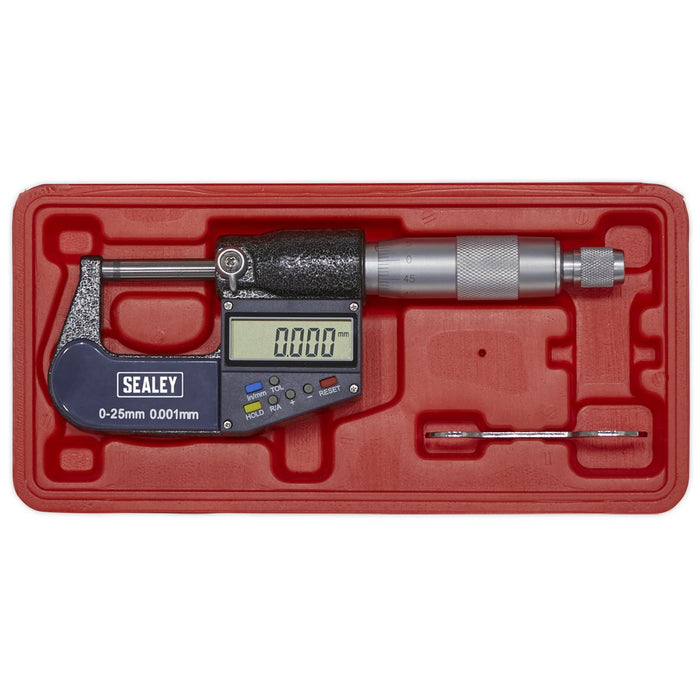 Sealey Digital External Micrometer 0-25mm(0-1") AK9635D