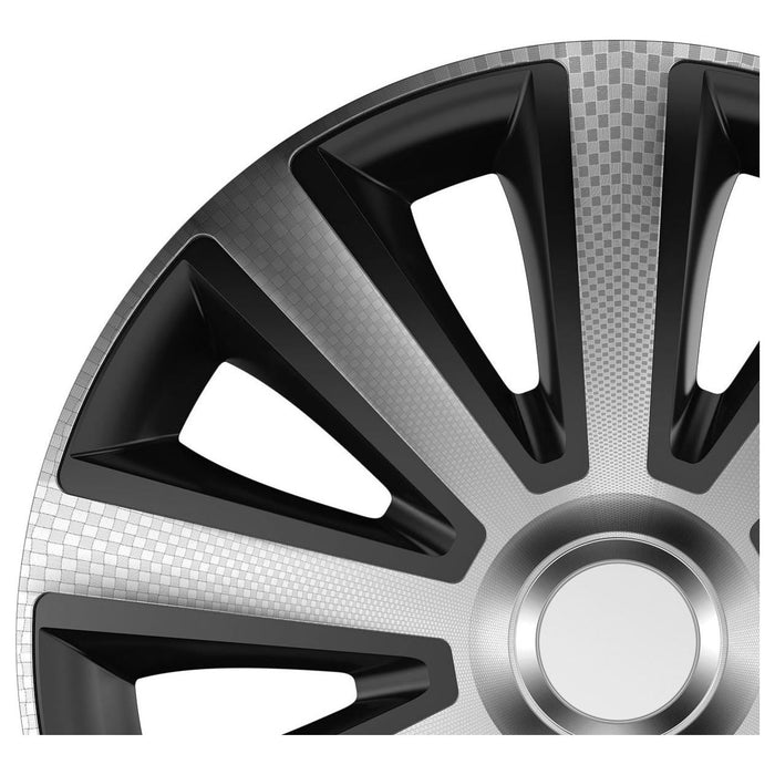 4x Wheel Trims Hub Caps 16" Covers in Silver and Black Alloy Look UKB4C  - Dynamic Drive