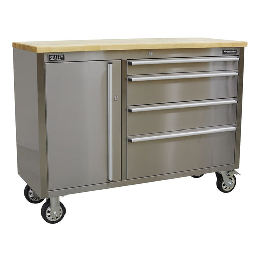 Sealey Mobile Stainless Steel Tool Cabinet 4 Drawer AP4804SS Sealey  - Dynamic Drive