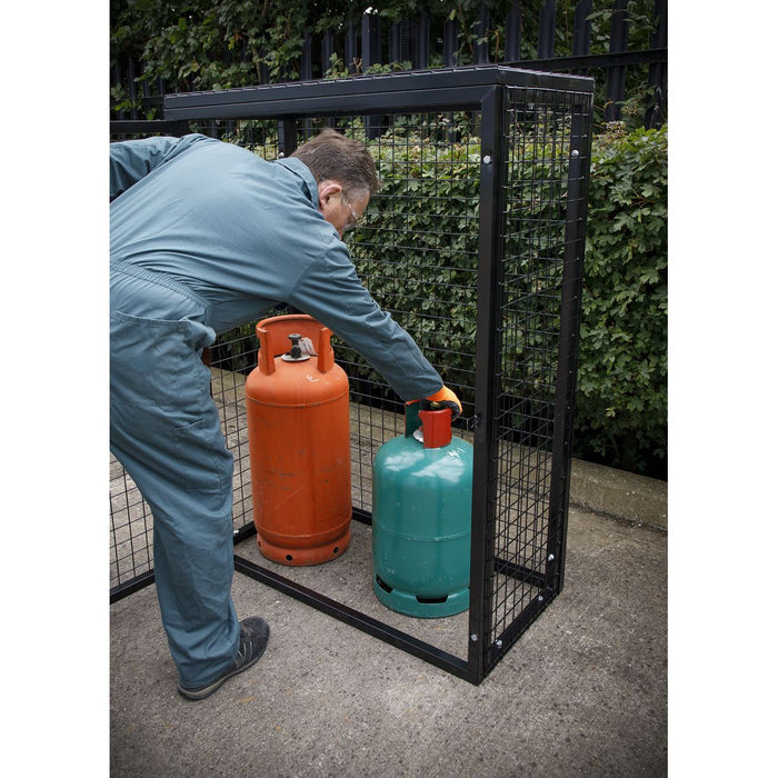 Sealey Safety Cage 3 x 19kg Gas Cylinders GCSC319 Sealey  - Dynamic Drive