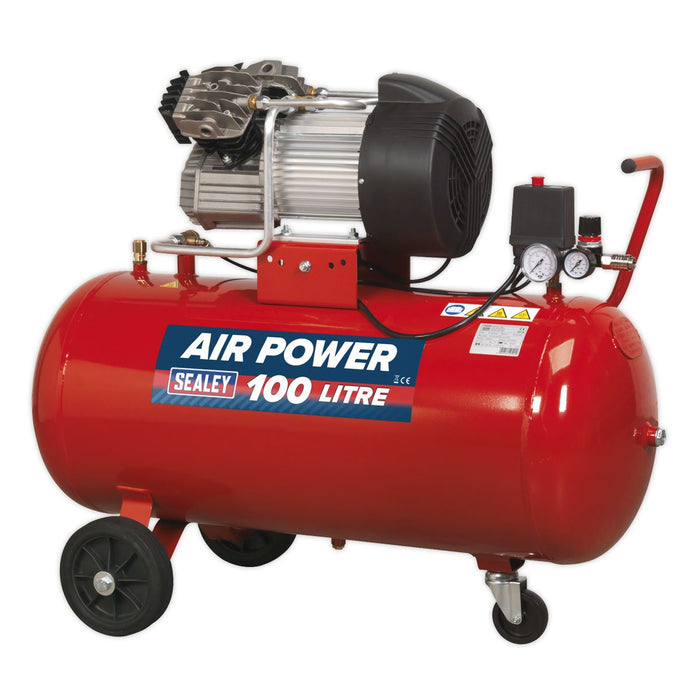 Sealey Air Compressor 100L V-Twin Direct Drive 3hp SAC10030 Sealey  - Dynamic Drive