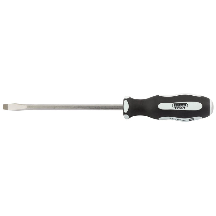 Draper 'Pound Thru' Plain Slot Soft Grip Screwdriver, 6.5 x 150mm 35183 Draper  - Dynamic Drive