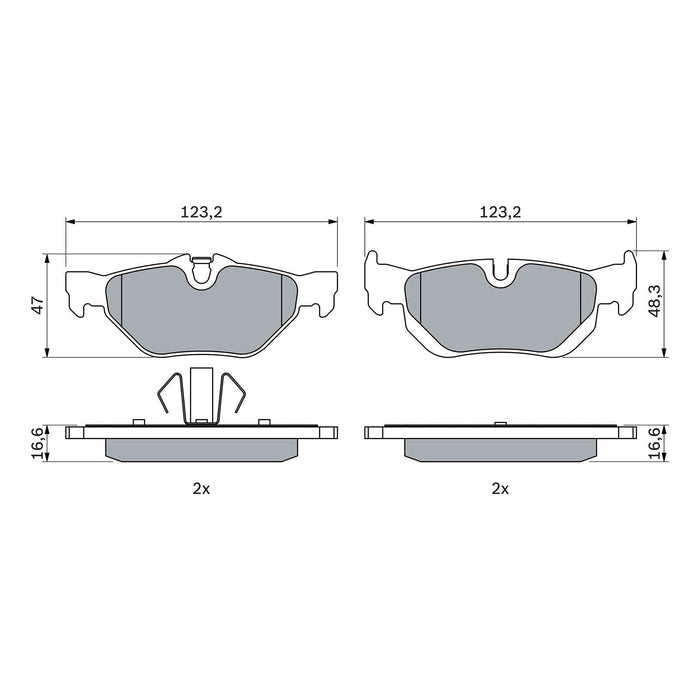 Bosch Brake Pad Set Bp1184 fits BMW 3 320d Efficient Dynamics - 2.0 - 04-11 0986