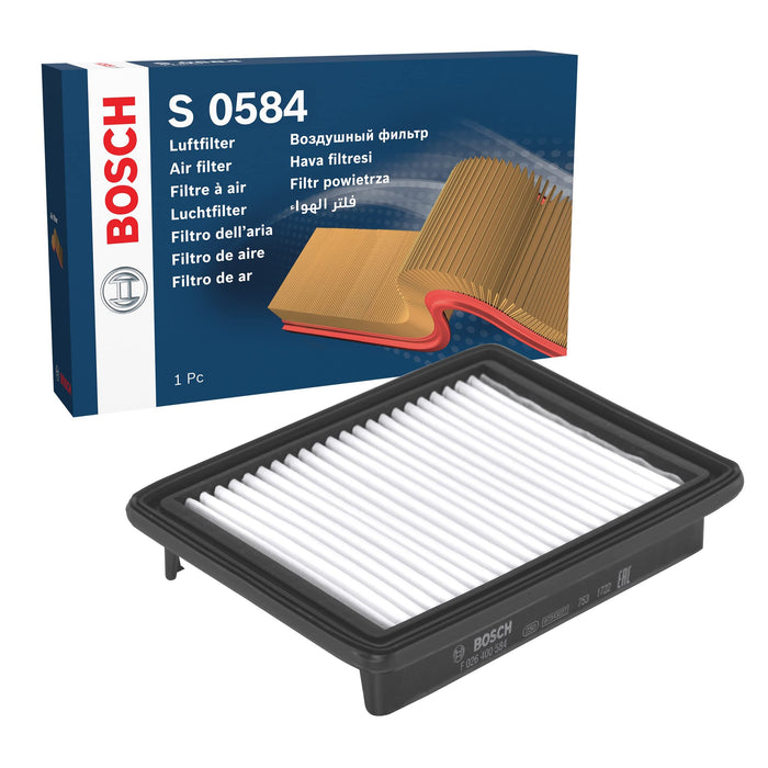 Genuine Bosch Car Air Filter S0584 fits Vauxhall Viva ECOTEC - 1.0 - 15-18 F0264 Bosch  - Dynamic Drive