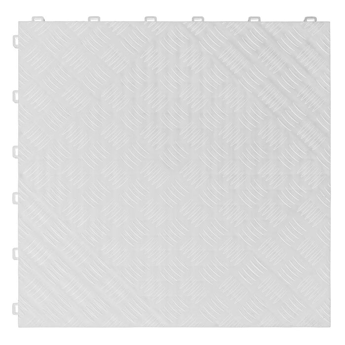 Sealey Polypropylene Floor Tile 400 x 400mm White Treadplate Pack of 9 FT3W Sealey  - Dynamic Drive