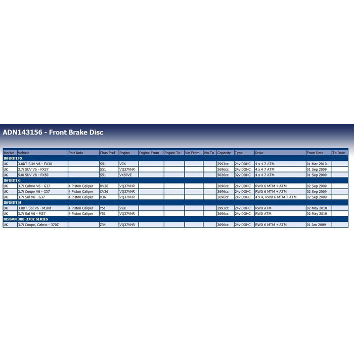 Pair of Blue Print Front Vented Brake Discs for Nissan 370Z  40206-JL00A Blue Print  - Dynamic Drive