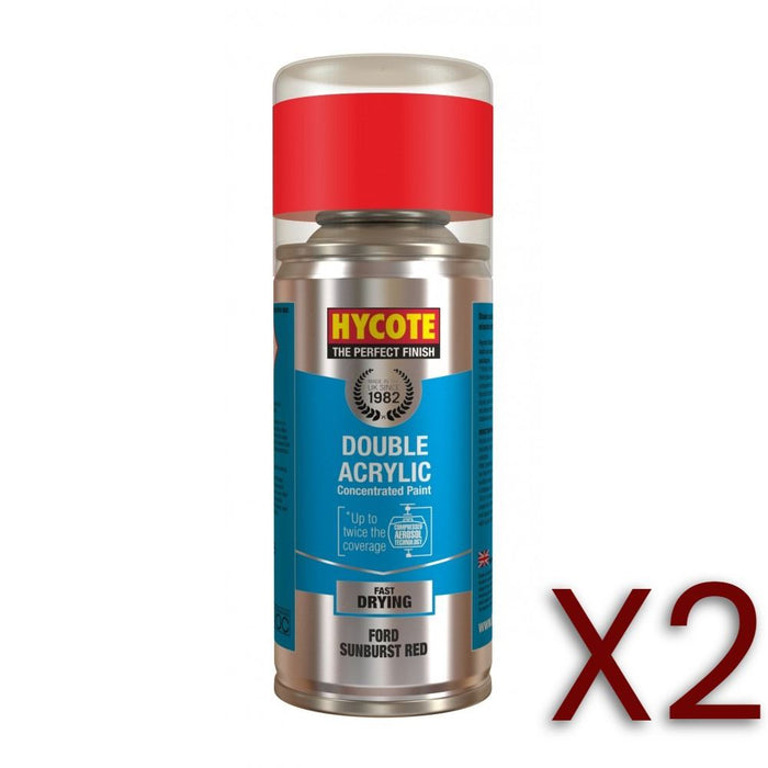 2x Hycote Aerosol Paint for Ford Sunburst Red 150ml