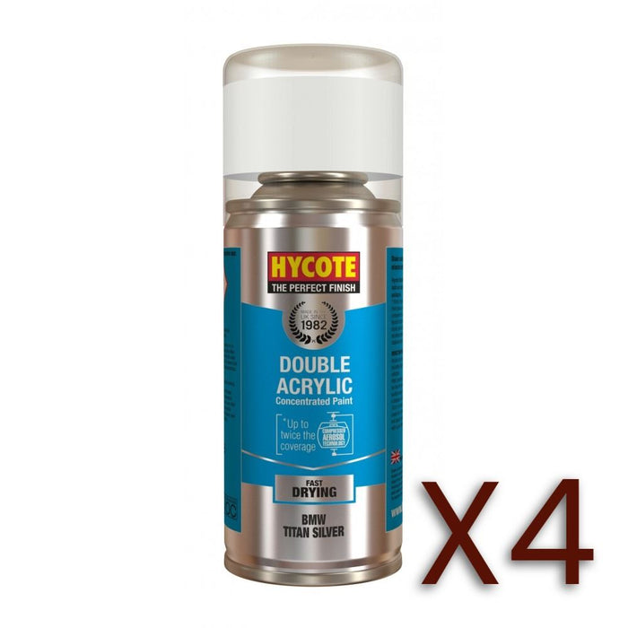 4x Hycote Aerosol Paint for Bmw Titan/Titanium Silver (Metallic)150ml Hycote  - Dynamic Drive