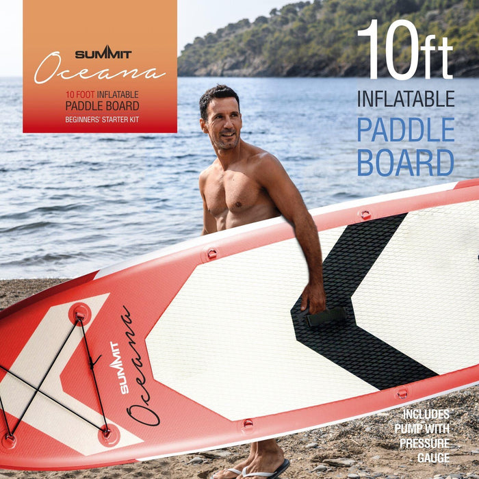 Oceana 10FT Inflatable Stand Up Paddle Board Kit Surfboard Non-Slip Deck Red Summit  - Dynamic Drive