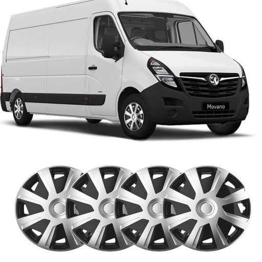 15" Vauxhall Movano fits Wheel Trims Van Hubcaps Set of 4 Black Silver Quality UKB4C  - Dynamic Drive