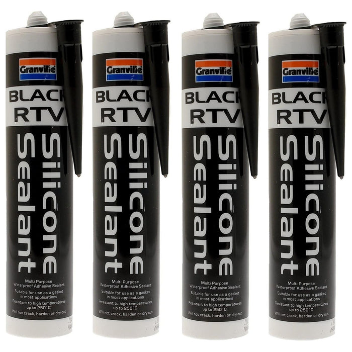 4x Black RTV Silicone Adhesive Sealant Waterproof Gasket Flexible HighTemp 310ml Granville  - Dynamic Drive