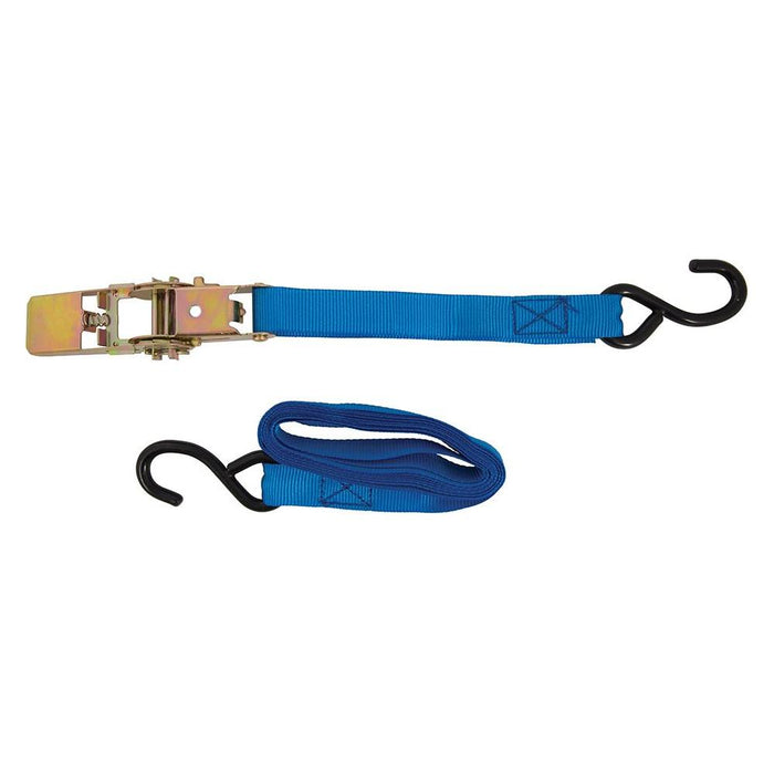 Silverline Ratchet Tie Down Strap S-Hook 4.5m x 25mm Rated 250kg Capacity 500kg