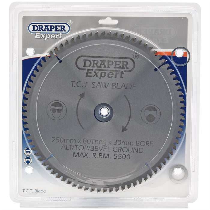 Draper Expert TCT Saw Blade Neg, 250 x 30mm, 80T 09490 Draper  - Dynamic Drive