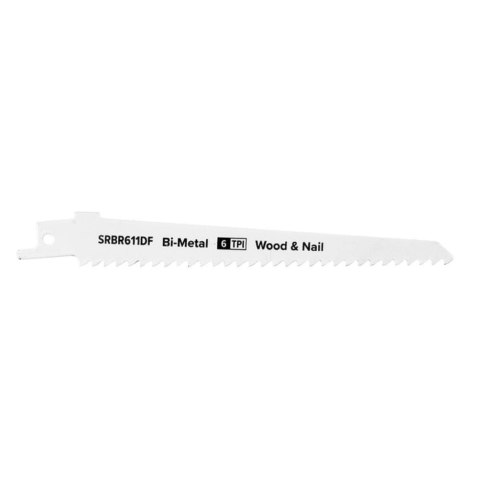 Sealey Reciprocating Saw Blade Wood & Nail 150mm 6tpi Pack of 5 SRBR611DF