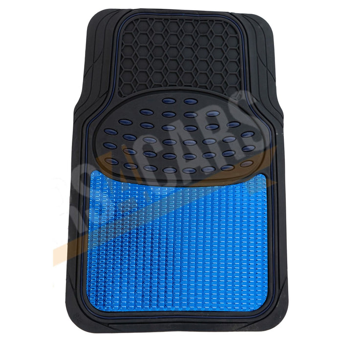 Shiney Blue Metallic Checker Style Car Heavy Duty Black Rubber Set of 4 Mats Set Streetwize  - Dynamic Drive