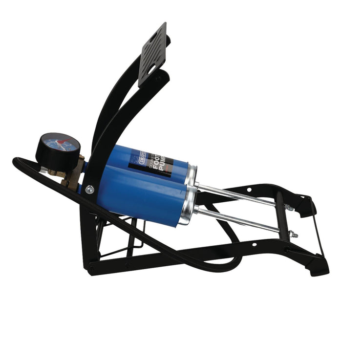 Draper Double Cylinder Foot Pump with Pressure Gauge 25996 Draper  - Dynamic Drive