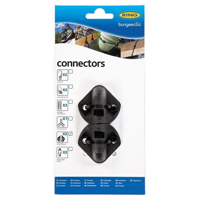 Ring RLS6 BungeeClic Connector Pack with Wall Mounts, Black, Set of 2