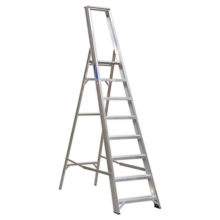 Sealey Aluminium Step Ladder 8-Tread Industrial BS 2037/1 AXL8 Sealey  - Dynamic Drive