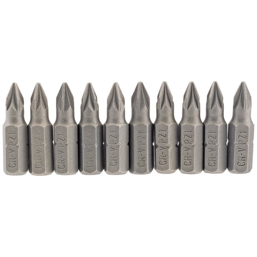 Draper PZ Type Insert Bit, 1/4" Hex, 25mm Long, No.1 (Pack of 10) 64047 Draper  - Dynamic Drive