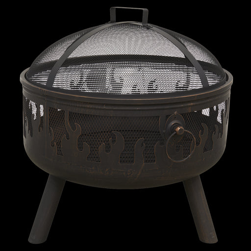 Dellonda Deluxe Firepit Fireplace Outdoor Patio Heater Cooking Grill & Poker Dellonda  - Dynamic Drive