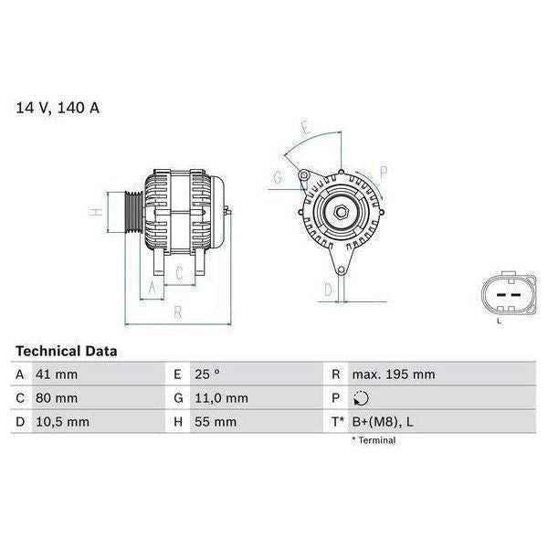 Bosch Reman Alternator 4621 0986046210