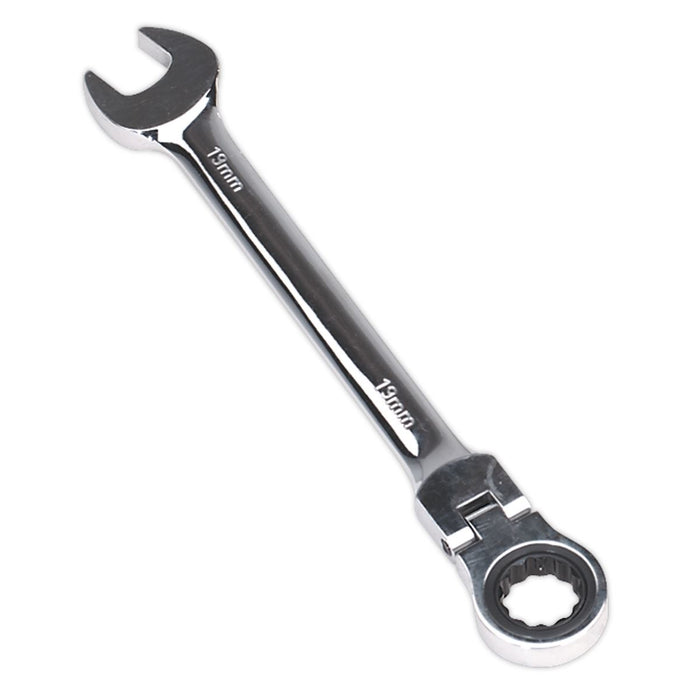 Sealey Flexi-Head Ratchet Combination Spanner 19mm FHRCW19