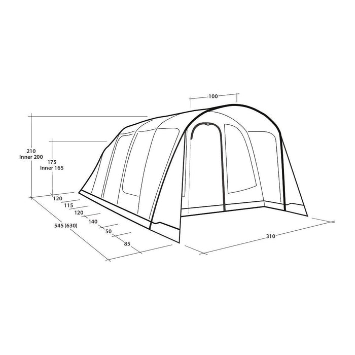 Outwell Moonhill 5 Berth Air Tent Three Room Tunnel Inflatable Tent Outwell  - Dynamic Drive