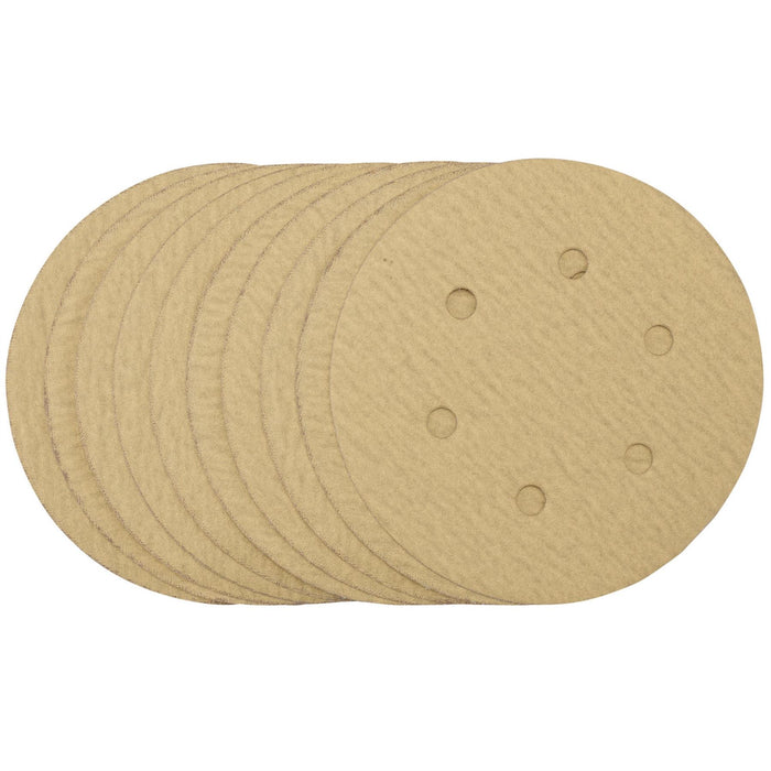 Draper Gold Sanding Discs with Hook & Loop, 150mm, 180 Grit (Pack of 10) 64240 Draper  - Dynamic Drive