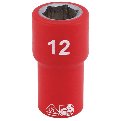 Draper Fully Insulated VDE Socket, 1/4" Sq. Dr., 12mm 31490 Draper  - Dynamic Drive