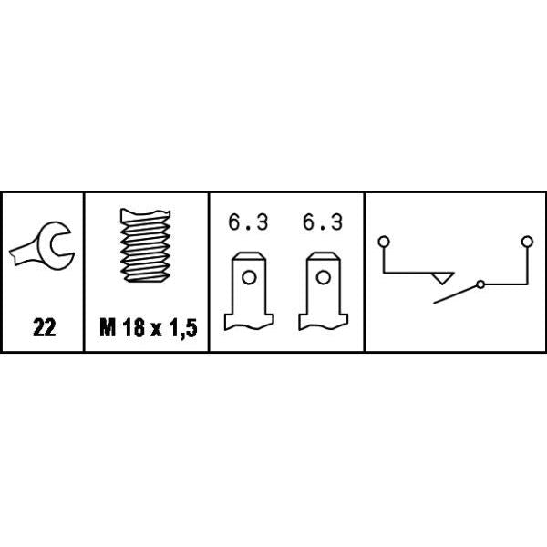 Hella Switch, reverse light 12V 2-pin connector Blade Terminal 6ZF 003 272-011 Hella  - Dynamic Drive