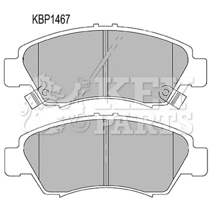 Genuine Key Parts KBP1467 Front Brake Pads-Includes Wear Indicators (Akebono) Key Parts  - Dynamic Drive