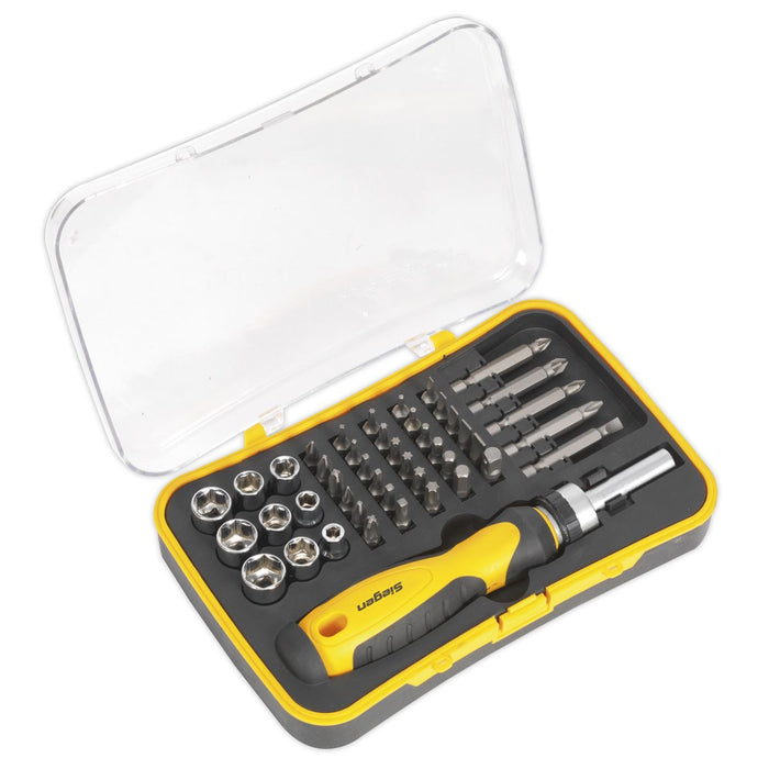 Sealey Socket & Bit Set 45pc Ratchet Screwdriver S0979 Siegen by Sealey  - Dynamic Drive