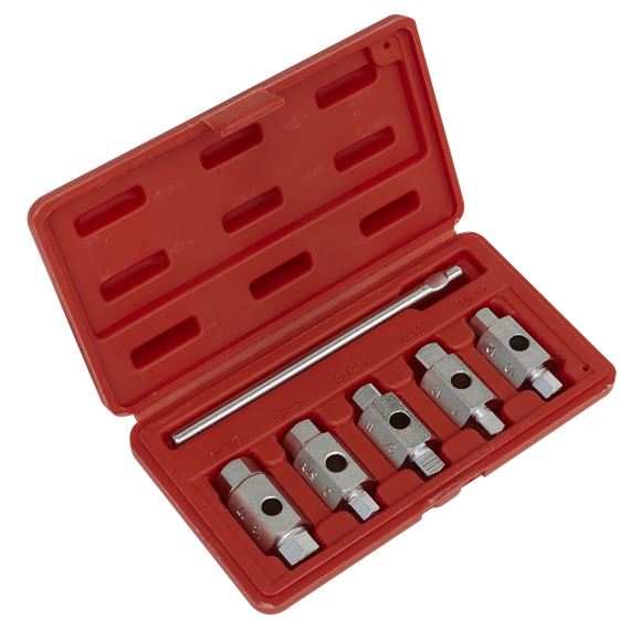 Sealey 6pc Double End Drain Key Tool Set Engine Gearbox Sump Plug in Case Sealey  - Dynamic Drive