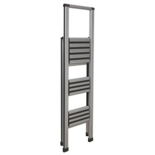 Sealey Aluminium Professional Folding Step Ladder 3-Step 150kg Capacity APSL3 Sealey  - Dynamic Drive