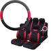 UKB4C Red & Black Steering Wheel Cover & 8 Piece Seat Cover Set Washable UKB4C  - Dynamic Drive