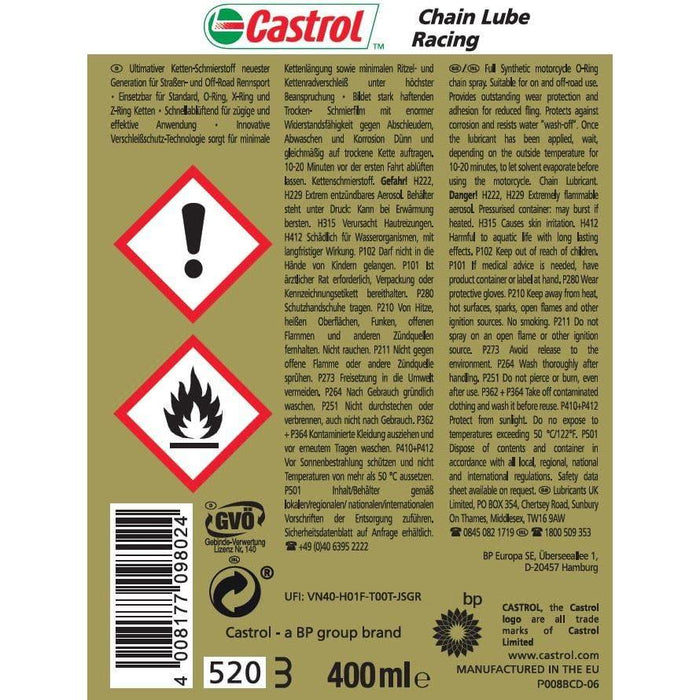 Castrol Chain Lube Racing 400Ml 15511D Castrol  - Dynamic Drive